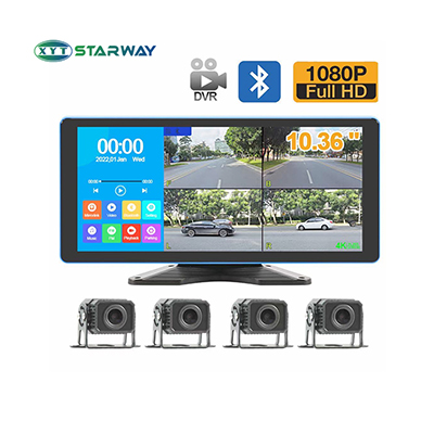 10V~36V DC 10.36 inch Touch IPS Screen 4Channel Camera System for Bus Truck Vans